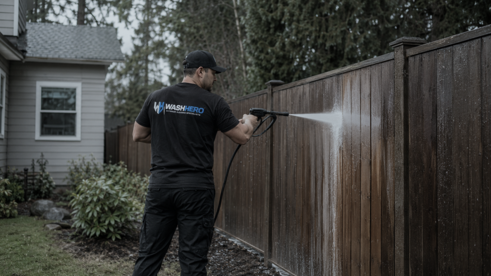 Professional fence washing service