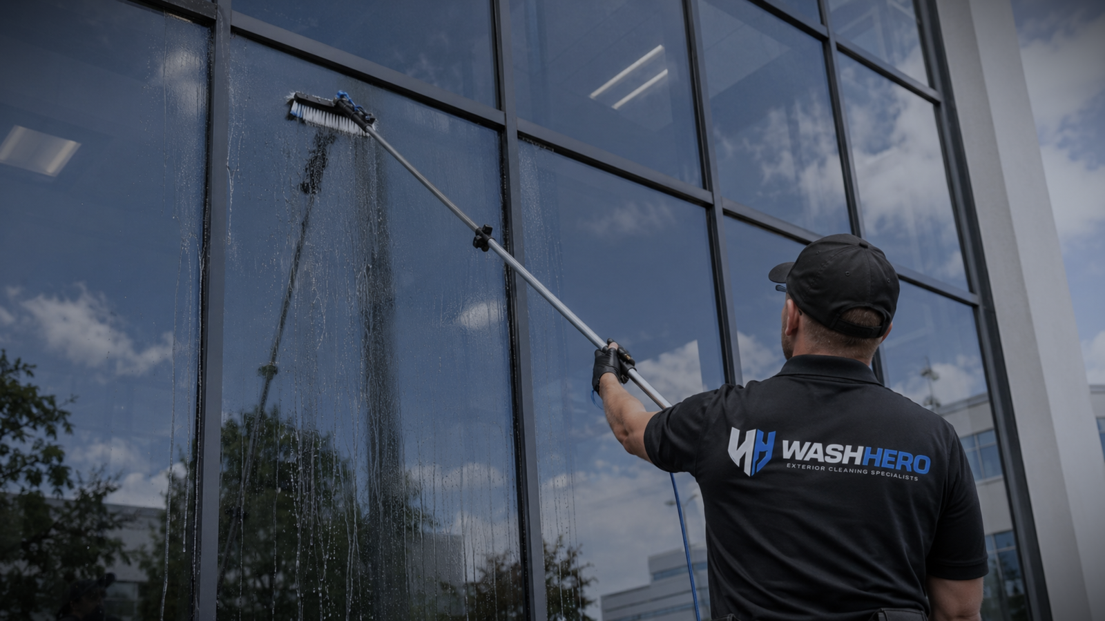 Wash Hero commercial exterior window cleaning